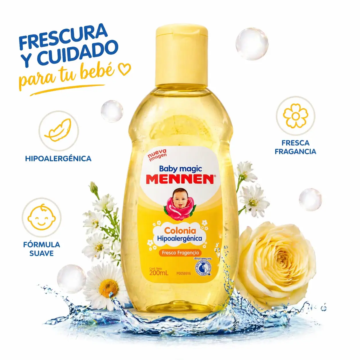 Hypoallergenic Baby Cologne, Skin-Friendly Formula for Delicate and Sensitive Skin - Light, Soft Fragrance that Maintains Freshness, Unisex Daily Body Care Liquid, 200 ml, Aluminum Compounds, Fragrance, Easy-To-Use Bottle