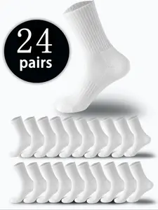 Unisex Mid-Calf Crew Socks, Soft Cotton Sport Socks, Breathable Comfort, Bulk Discount Pack, Ideal for Daily Wear