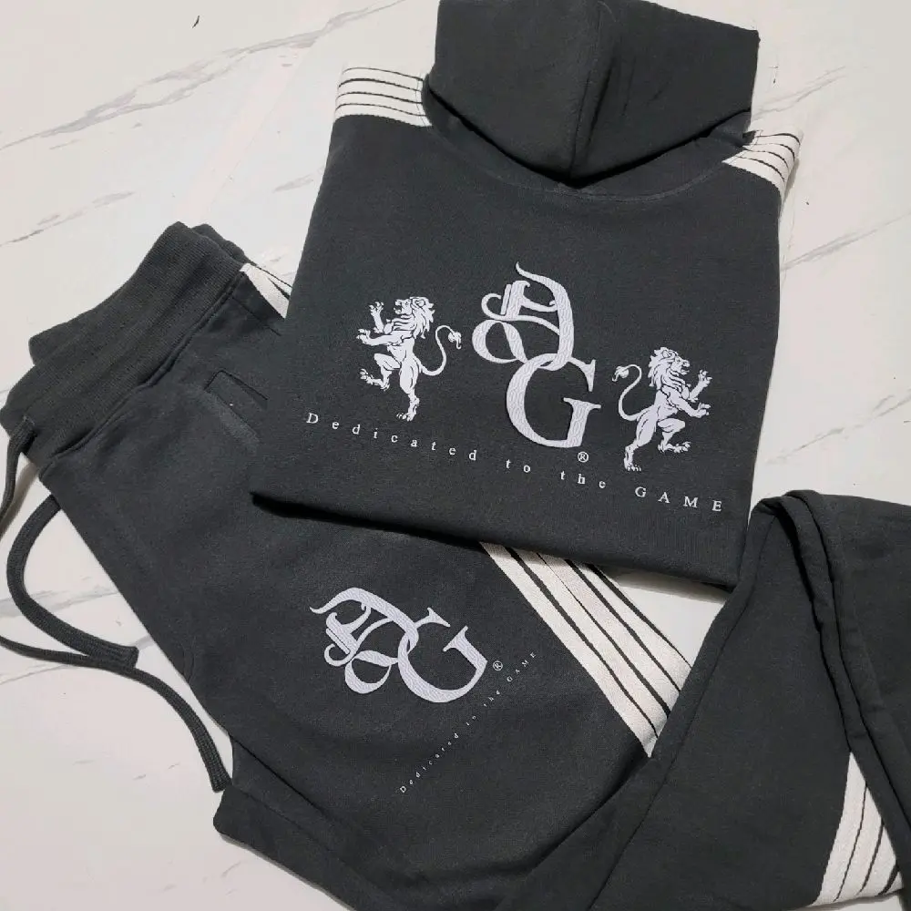 Dedicated to the Game Hoodie & Jogger Set - Grey with White Logo - Comfortable & Stylish Gaming Outfit