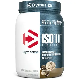 Dymatize ISO100 Hydrolyzed Whey Isolate Protein Powder - Cookies & Cream Flavor, 20 Servings Edible Dietary Supplement for Fitness Needs