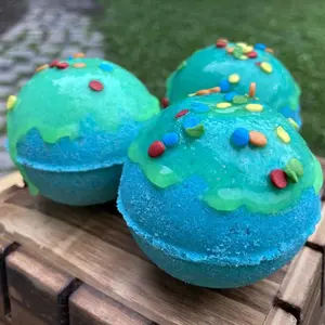 Goat Milk Bath Bomb Surprise Inside with Vibrant Colors and Fun Sprinkles for a Relaxing Bath Experience