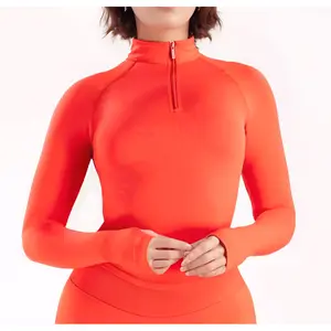 Women’s Seamless Half Zip Workout Jacket Long Sleeve Yoga Running Fitness Top