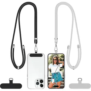Universal Phone Strap - Adjustable Crobody  Strap, Lanyard with 2 Phone Tether Tabs, Compatible with  Smartphones, Black/Grey