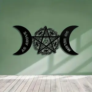 Pentagram & Moon Wall Decor, Geometric Designs, Wall Hanging Decor, Wall Art Decor for Home Living Room Bedroom, Home Decor, Room Decor, Hangable