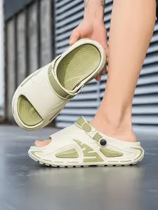 Unisex Couple Open-Toe Platform Slippers, Stylish Striped Print, Ultra-Soft Cushion Outsole, Anti-Slip Wear-Resistant Durable Construction, Comfortable Casual Slides for Men Women Home Daily Use