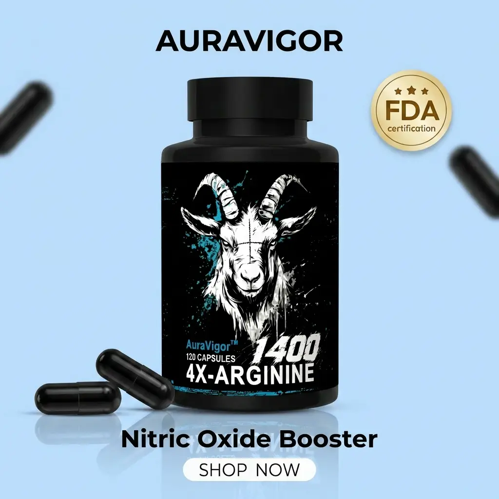 Auravigor Nitric Oxide Supplement 1400mg  | 120 Capsules | Pre Workout with 4-in-1 Arginine Complex | Non-GMO, Gluten Free