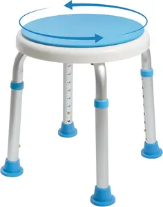 Medical Tool-Free Assembly Adjustable Swivel Shower Stool Seat Bench with Anti-Slip Rubber Tips for Safety and Stability