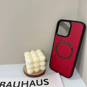 Magnetic Leather-Wrapped Phone Case with Large Camera Cutout - Car Mount Compatible (iPhone 12–17 Series)