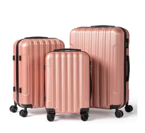 3-Piece ABS Hardside Luggage Set with Spinner Wheels and Combination Lock,20in 24in 28in,Rose Gold