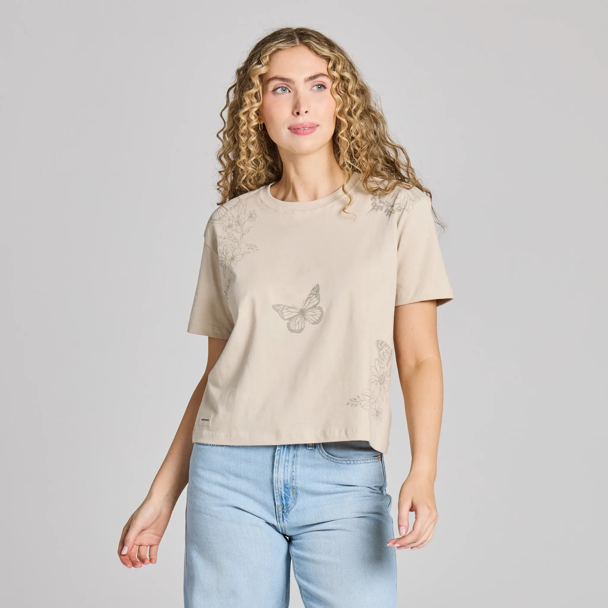 Women's Botanical Butterfly Short Sleeve Crusher Boxy Tee