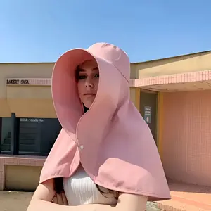 Women's Lightweight Foldable Sun Hat with Wide Brim & Neck Cover - Breathable Polyester, Beige, Face Protection, and Stylish Beach Wear, Perfect for Spring-Summer Outdoor Activities, Beach Hat