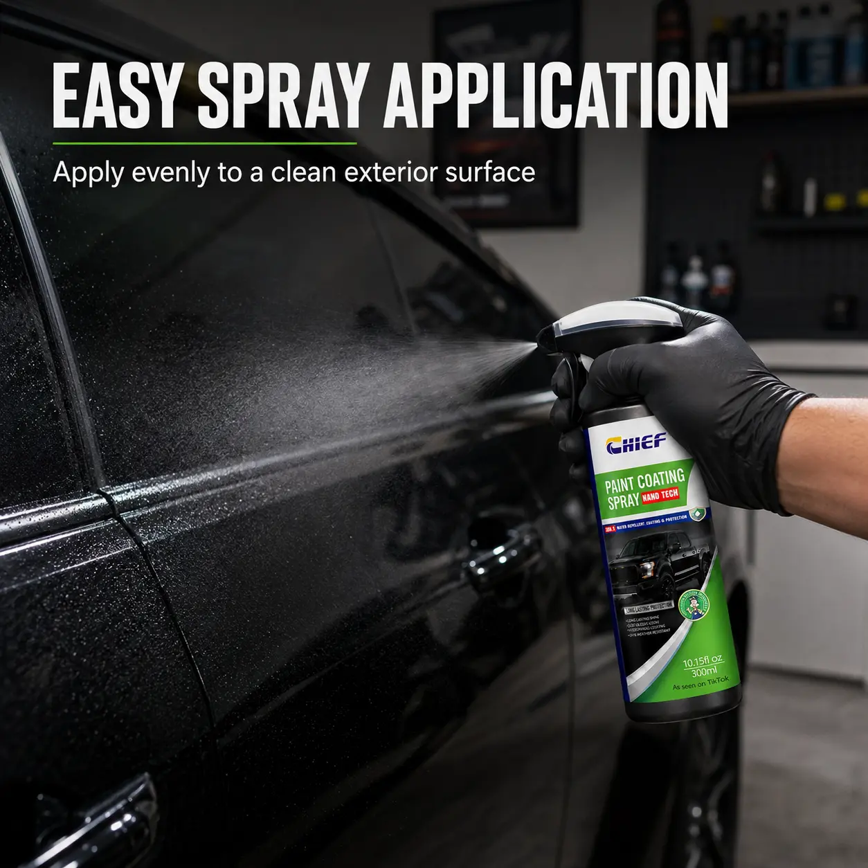 CHIEF Paint Coating Spray for Cars and Dark-Colored Vehicles, Quick Gloss and Water-Repellent Spray Sealant, 10.15 fl oz#car paint coating spray #quick car shine #black car shine spray #dark color car detailer #hydrophobic car spray #paint sealant spray
