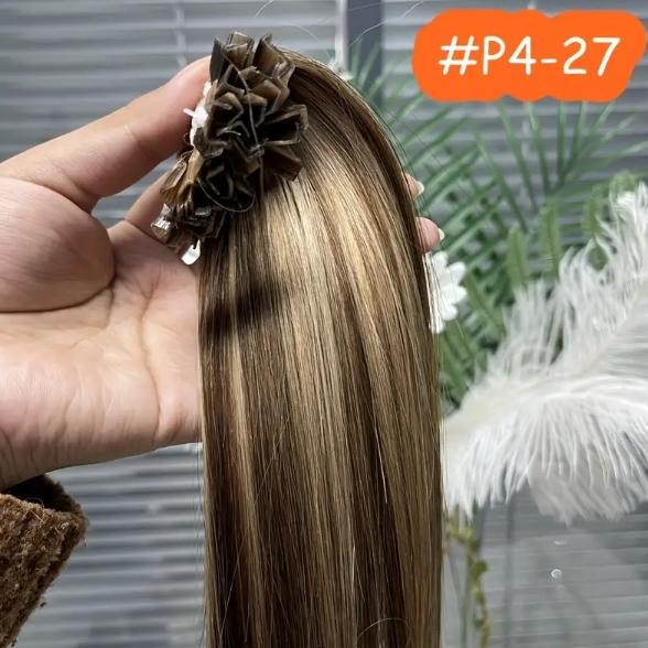 Capsule K Tip V Tip Fusion Keratin Human Hair Extensions, Brazilian Nail Hair 50pcs 30g 12-28 Inch, Silky Straight Natural Remy Hair, Invisible Pre-Bonded No Tangle No Shedding, Thick Soft Long-Lasting for Women Daily Party Salon Use