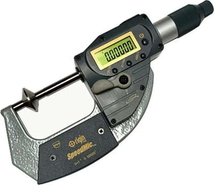 iGaging Origin SpeedMic Digital Disc Micrometer (Model 35-070-d01, 0-1"/0-25mm) - IP65 Protective Rating, Patented Lever Spring Load Movement, Batteries Included, Data Output Button, Quick Release, 0-3" Sets Available
