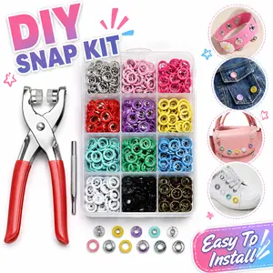 800PCS Colorful Snap Button Kit with Pliers DIY Jewelry Craft Set for Bags Clothes Bracelets