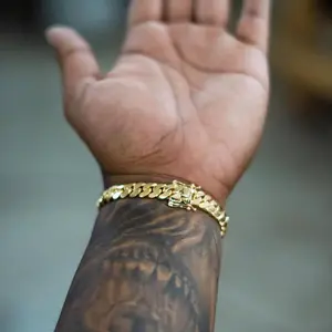 [Star Long]18K Vacuum-gold Plated Hip Hop Jewelry Stainless Steel Miami Cuban Link Chain Bracelet Fashion Accessory Men Women unisex Monaco italy Mexico & Micro Promise chains for Husband Boyfriend Valentines Birthday Gift
