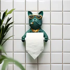 Cute Dog Design Toilet Paper Holder, Creative Roll Dispenser Wall Mount, No Drilling Required, Bathroom Storage Rack, Bathroom Organizers, 1pc