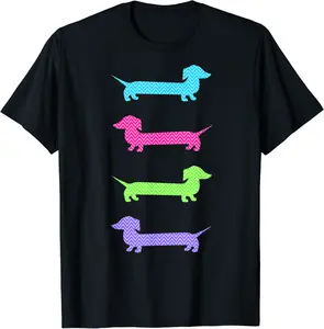 Cute Dachshunds Colorful Chevron Pattern T-Shirt - Nataliesa Shop 23B07NC6JGGR