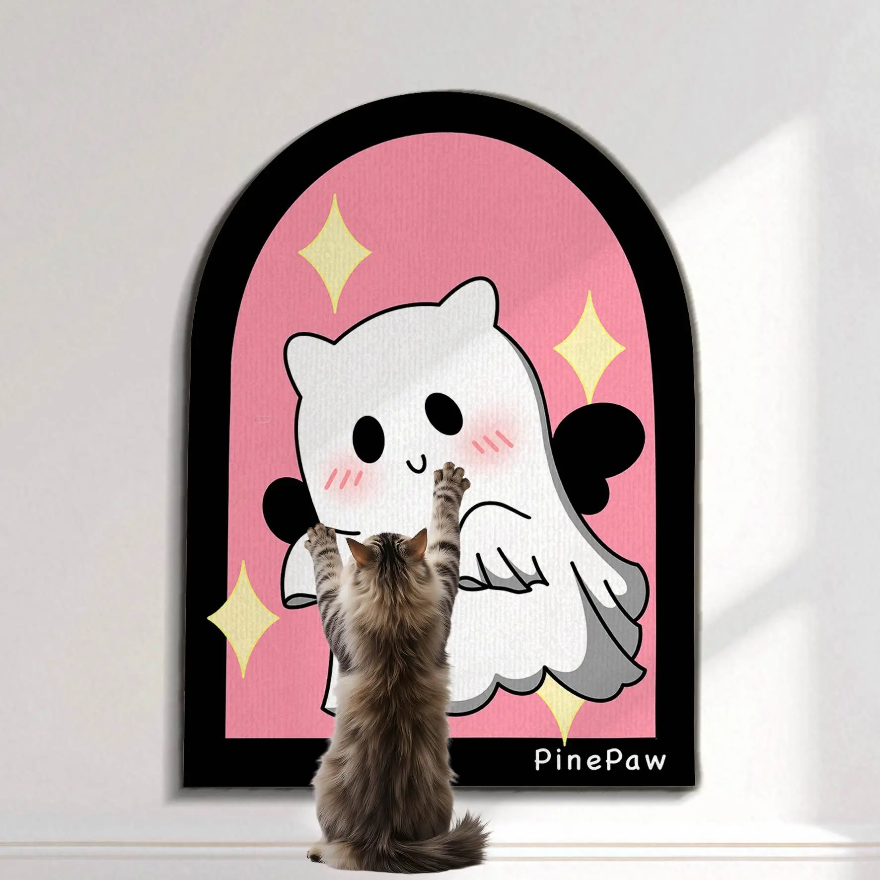 Pink Ghost Cat Scratching Pad - Natural Rope Scratcher, Durable Multi-Purpose Pet Furniture for Wall/Sofa, Summer Pet Care Supply for Safe Comfortable Scratching, No, Versatile
