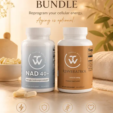 Thaniawellness Anti-Aging NAD+ & Resveratrol Dietary Supplement Bundle - NAD Supplement Combo, NAD+ Precursor Antioxidant, Energy Boost Vitamins, Minerals & Wellness Support for Adult Brain Health
