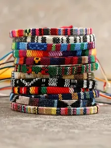 12pcs Ethnic Style Bracelet, Bohemian Rope Hand-woven Bracelet, Elegant and Casual Bracelet, Suitable for Holiday Gifts and Birthday Gifts