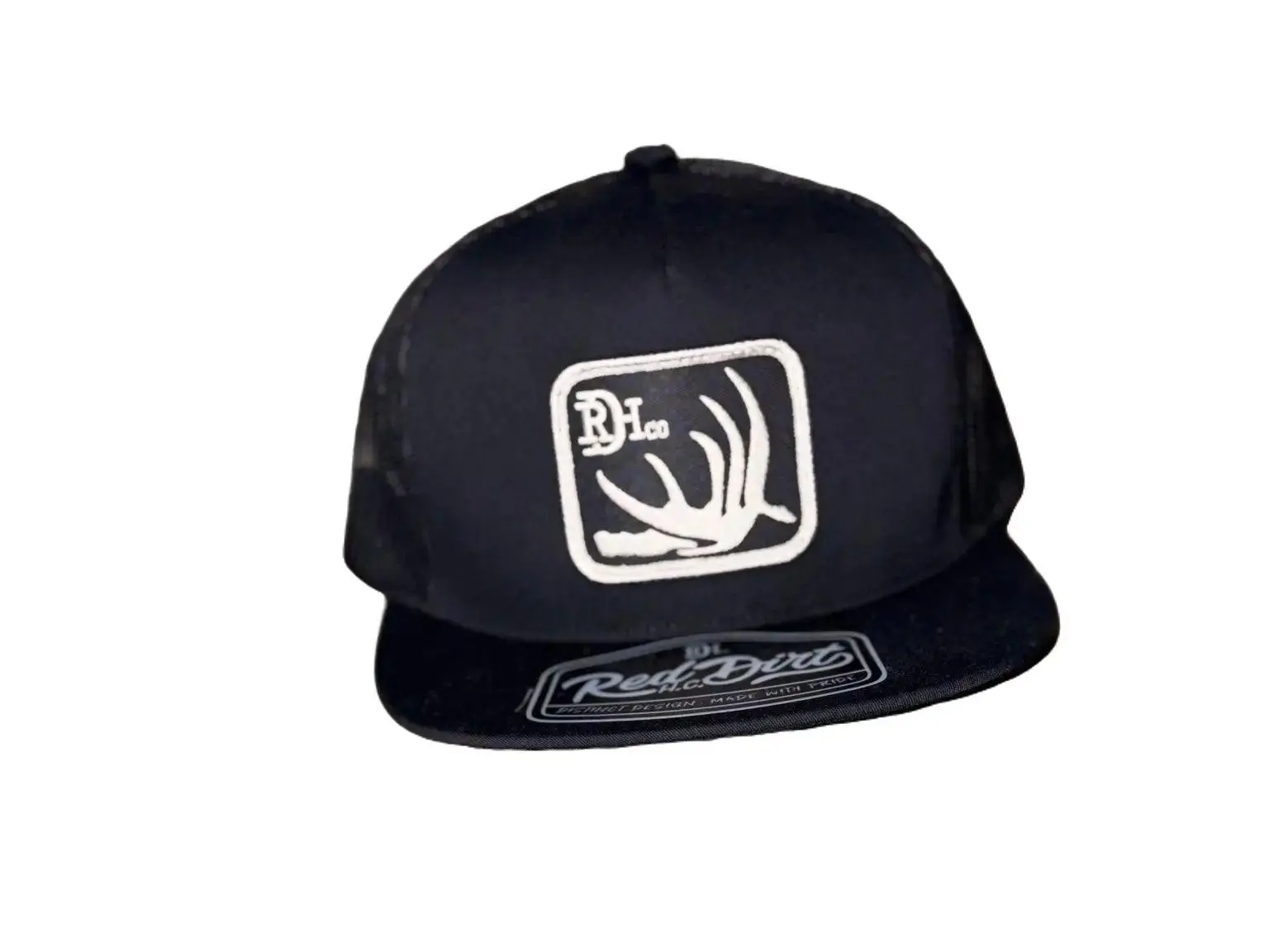 Red Dirt Hat Company Deer Shed Black Mesh Adjustable Trucker Hat - Authentic Snapback, Unisex Casual Baseball Cap, Trucker Style Hat