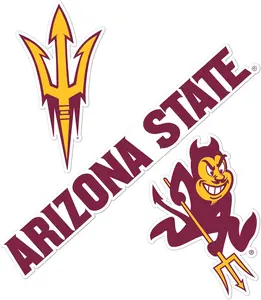 (3pcs) Arizona State University ASU Sun Devils Vinyl Decals Laptop Water Bottle Car Scrapbook Sticker  2″ x 2″, 3″ x 3″, 4″ x 4″, 5″ x 5″, and 6″ x 6″