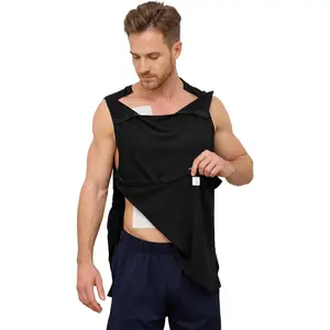 Men's Shoulder Surgery Shirt with Snap Front - Rotator Cuff Post Surgery Tank Top for Sling and Chemo Port Recovery - Easy On/Off Comfortable