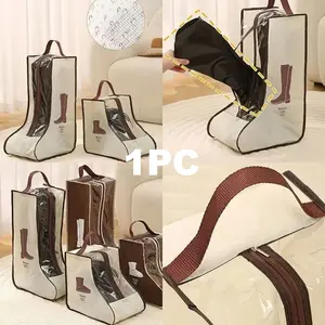 Portable Boot Storage Bag, Dustproof Shoe Bag with Zipper, High-Top Boots Organizer, Handle Included, Reusable Travel Home Use, Shoes Bag