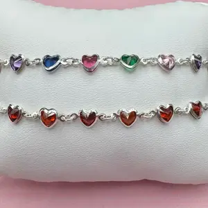 925 Sterling Silver Hearts Bracelet- Brasaletes de Corazones de Plata Mexicana 925