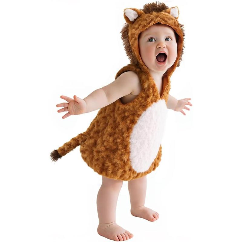 Baby Lion Costume Furry Cuddly Toddler Lion Costume Halloween Adorable Plush Lions Dress-Up Kids Animal Costumes