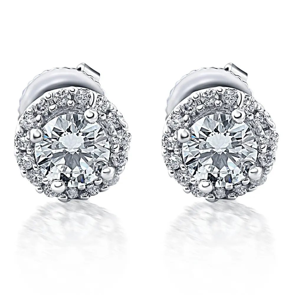 1/4 Ct Halo Diamond Studs 10K White Gold