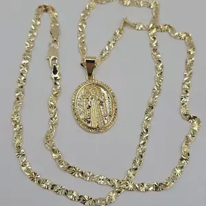 SAINT BENEDICT / SAN BENITO religious necklace regular chain style gold-plated 18"inches 24"inches available