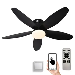 36in Ceiling Fans With Lights, Low Profile Ceiling Fan With Light And Remote/APP Control, Flush Mount, DC Reversible, LED Dimmable Modern Ceiling Fans for Bedroom