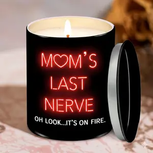 Mom’s Last Nerve Candle, Favorite Child Funny Mom Christmas & Thanksgiving Gift, Birthday Gift for Mom, Stepmom, Bonus Mom, New Mom | 10oz Vanilla Lavender Scented Tin Candle with Cozy Aroma, Unique Home Decoration & Relaxing Fragrance