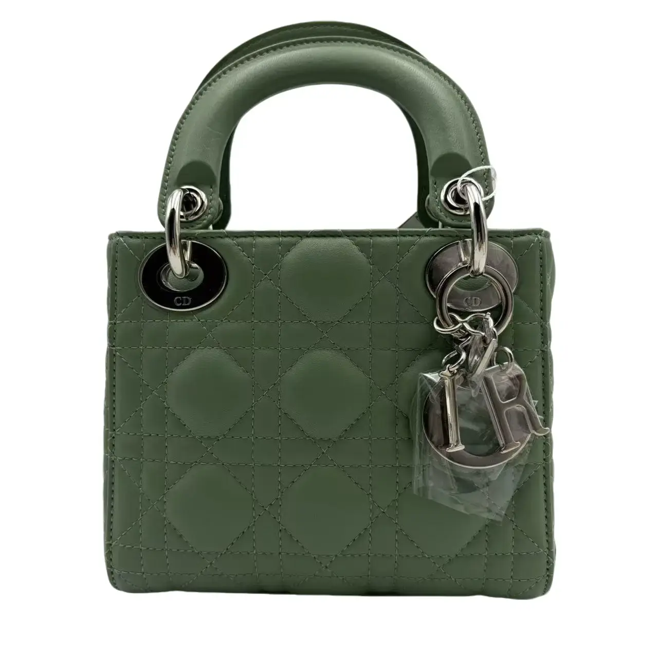 Pre-owned Dior FRANCE Crossbody Bags H1 Lady Mini Lady Matcha Lambskin Hardware Mini Daifei Bag H21743