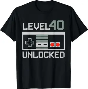 Level 40 Unlocked Video Gamer Vintage 40Th Birthday Present T-Shirt