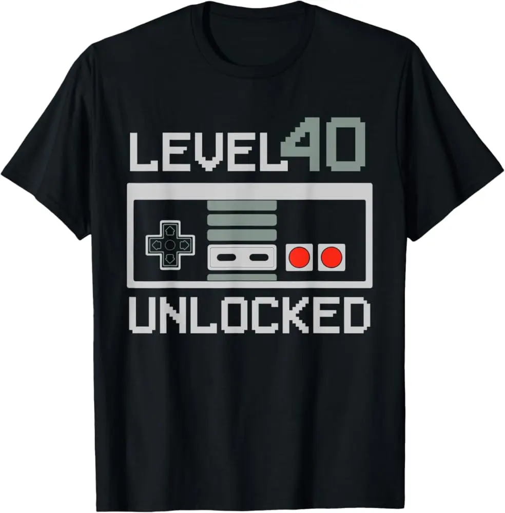 Level 40 Unlocked Video Gamer Vintage 40Th Birthday Present T-Shirt