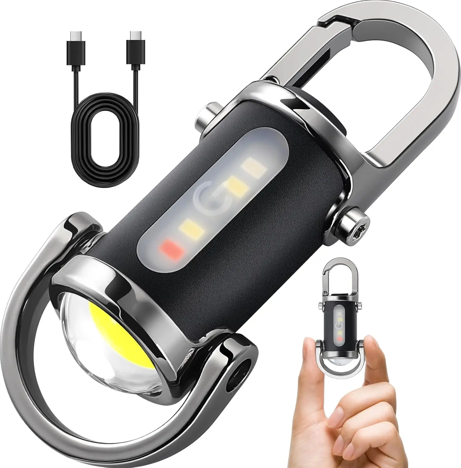 Rechargeable Keychain Flashlights,800 Lumens EDC Mini Flashlights,COB Keychain Work Light Flashlights 7 Light Modes,Bright Mini Keychain Light for Walking,Searching and Hiking