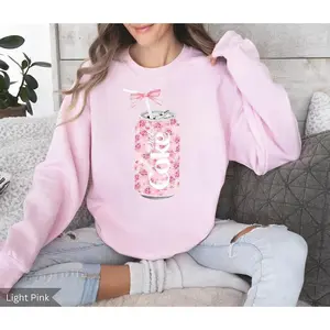 Coquette Diet Coke Sweatshirt, Floral Diet Coke Shirt, Cute Baby Pink Bow Tee, Trendy Soda Can With Roses, Fun Coke Lover Gift, Coquette Pink Bow Crewneck