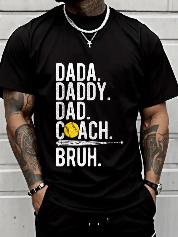 100% Cotton Unisex Dada Daddy Dad Bruh Vintage Softball Coach Dad Family Humor T-Shirt