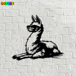 1pc Llama Metal Wall Art, Charming Llama Statue Mural, Ideal Gift for Easter, Christmas, Animal Decor Enthusiasts, Rust-Resistant Metal Wall Decor Wall Sculptures, Perfect for Bedroom Wall & Garden Fence, Unique Year-Round Home Decor
