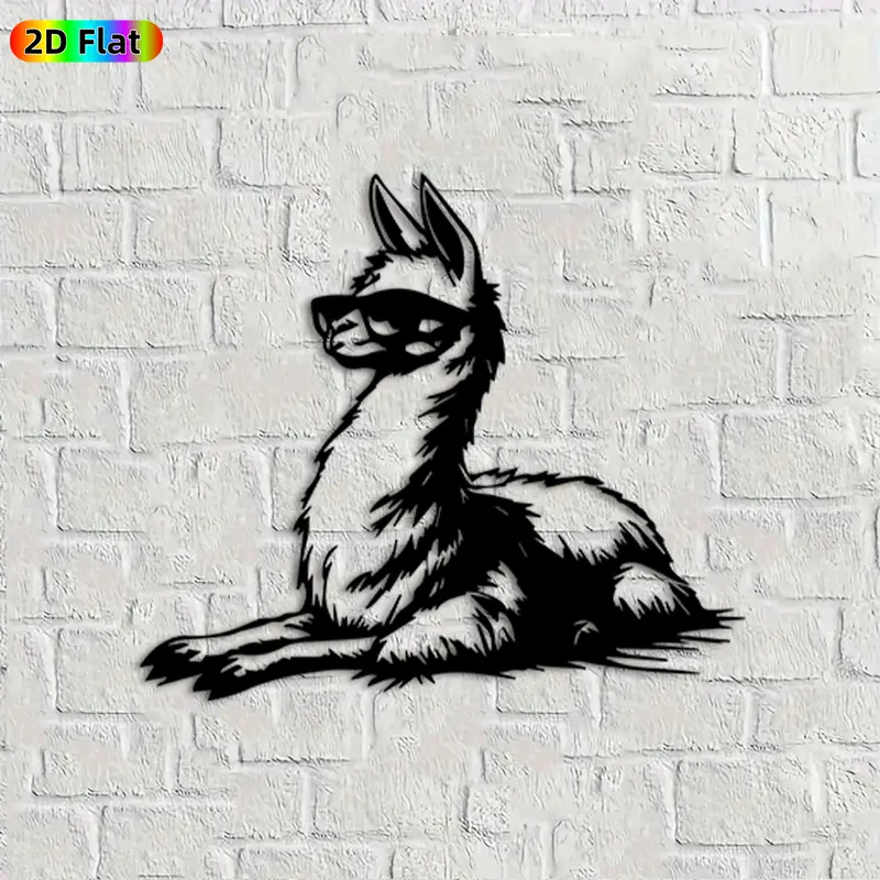 1pc Llama Metal Wall Art, Charming Llama Statue Mural, Ideal Gift for Easter, Christmas, Animal Decor Enthusiasts, Rust-Resistant Metal Wall Decor Wall Sculptures, Perfect for Bedroom Wall & Garden Fence, Unique Year-Round Home Decor