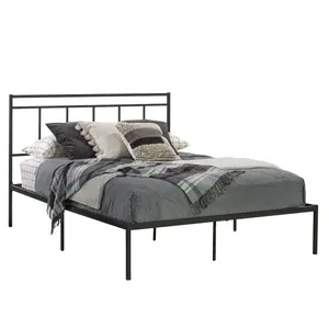 Sauder Cannery Bridge Queen Platform Bed With Headboard Durable Metal Frame For Reliable Support And Extra Under Bed Storage Classic Black Finish