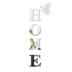 3D Acrylic Mirror Wall Sticker, Creative Letter Pattern Wall Decal, Self Adhesive Stickers, Wall Art for Home Living Room Bedroom Decor, Ornaments, Decorative, Sticker Decorations