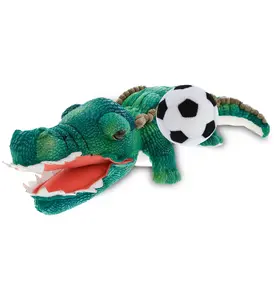 DOLLIBU 18-in Green Alligator Plush Toy - Soft Polyester Soccer Ball Design, Wild Collection, Animals & Nature Themed, Cute Snuggly for Kids Development, Boosts Family Bonding, Suitable for Kids and Adults