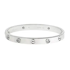 Pre-owned Cartier 4 Diamond Love Bracelet Size 16