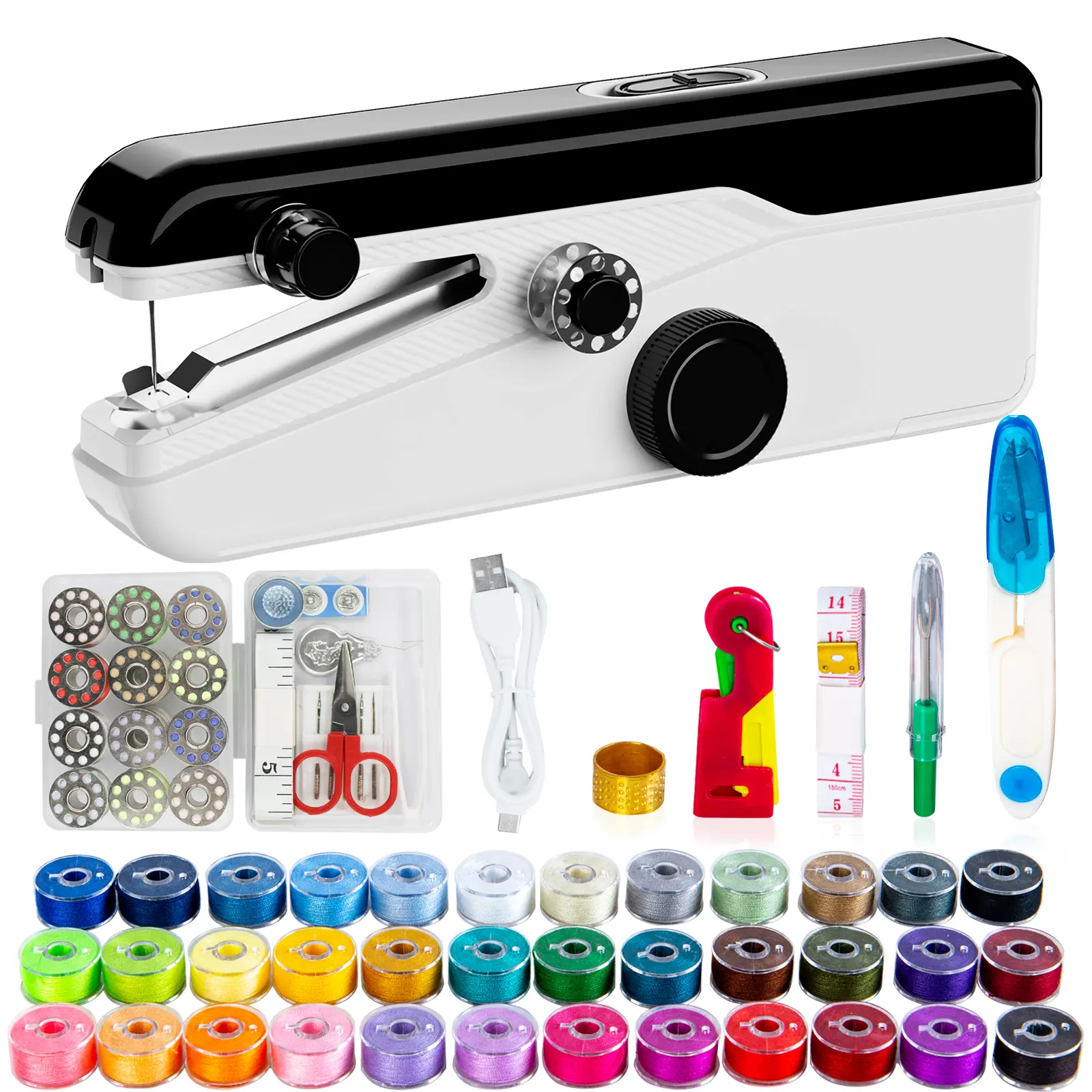 Mini Electric Handheld Sewing Machine - Cordless Portable Quick-Stitch Device for Household Use, Fabric Fix, Jeans, Curtains, DIY Crafts