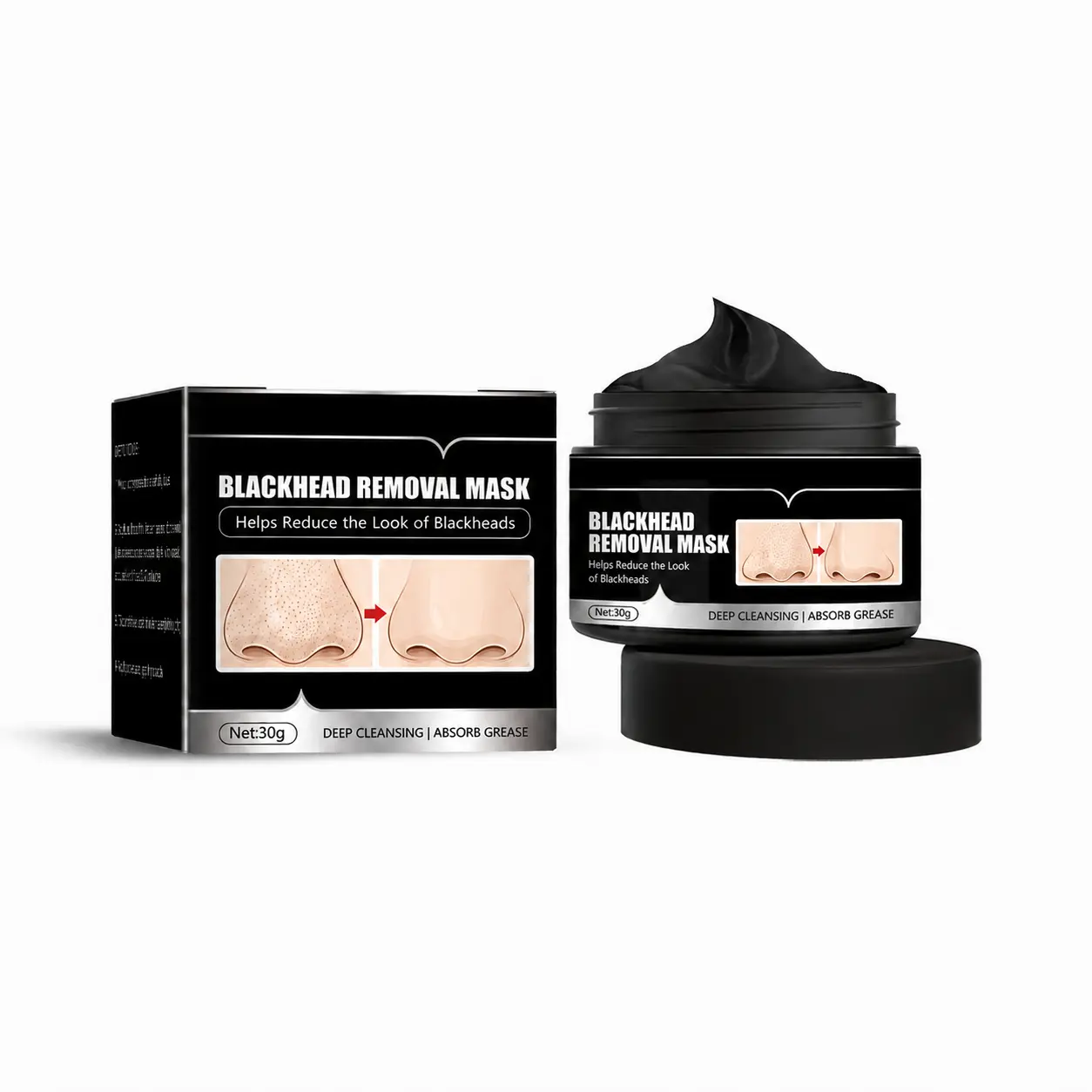 Blackhead Peel-Off Mask with Herbal Ingredients, Smooth Cream Formula, Helps Absorb Excess Oil for Nose, Chin & T-Zone Care, 30g Per Jar