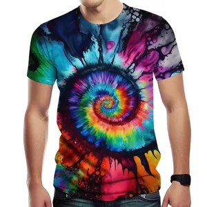 Unisex Vibrant Spiral Tie-Dye T-Shirt | Colorful Psychedelic Ink Splat Graphic Tee for Festivals, Summer Casual Wear, Fashionable for Men & Women